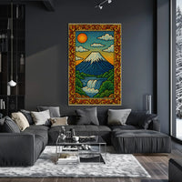 Mount Fuji Inspired Vibrant Landscape Art Poster PosterGoat