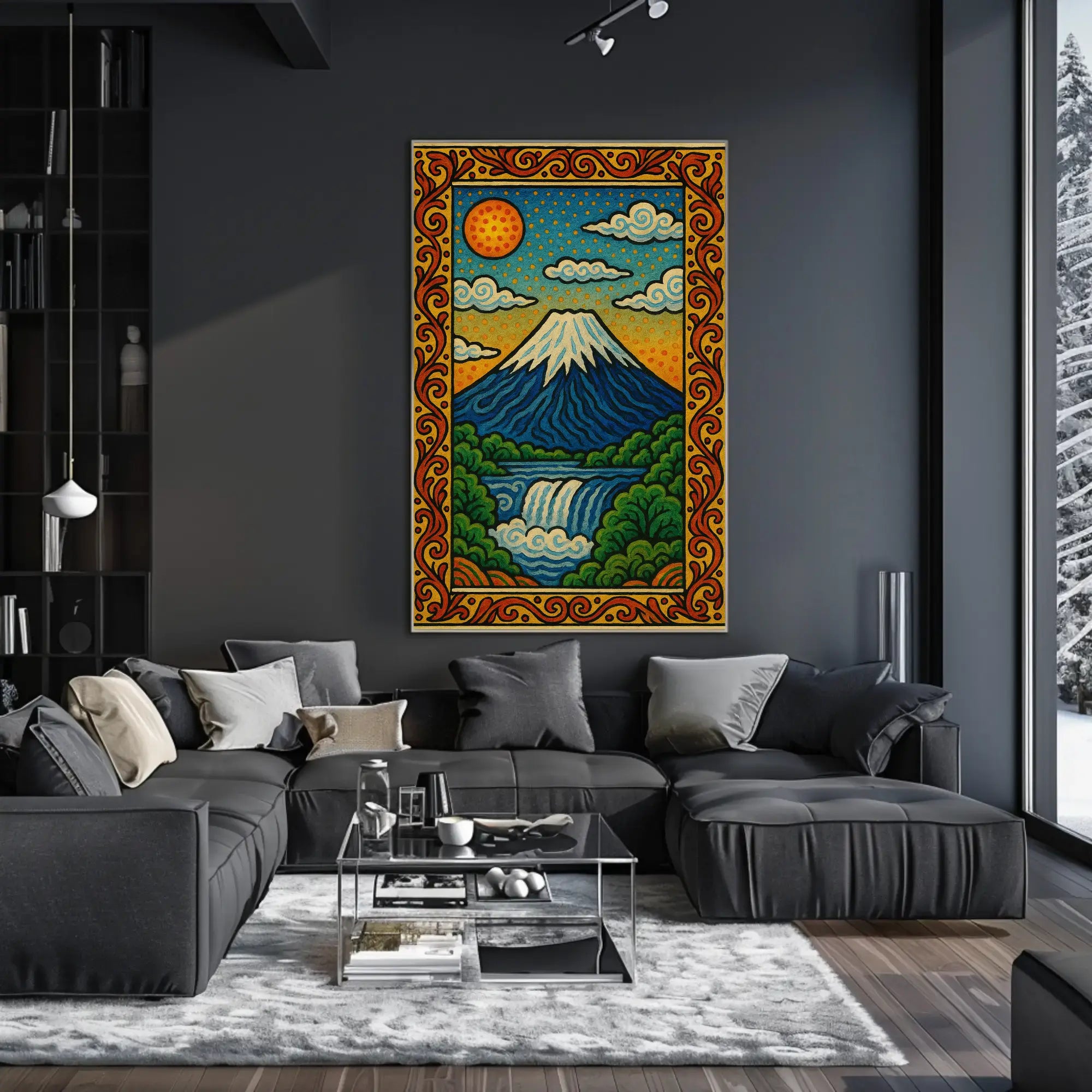 Mount Fuji Inspired Vibrant Landscape Art Poster PosterGoat