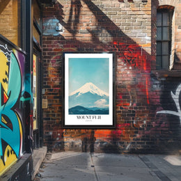 Mount Fuji Serenity in Modern Travel Poster PosterGoat