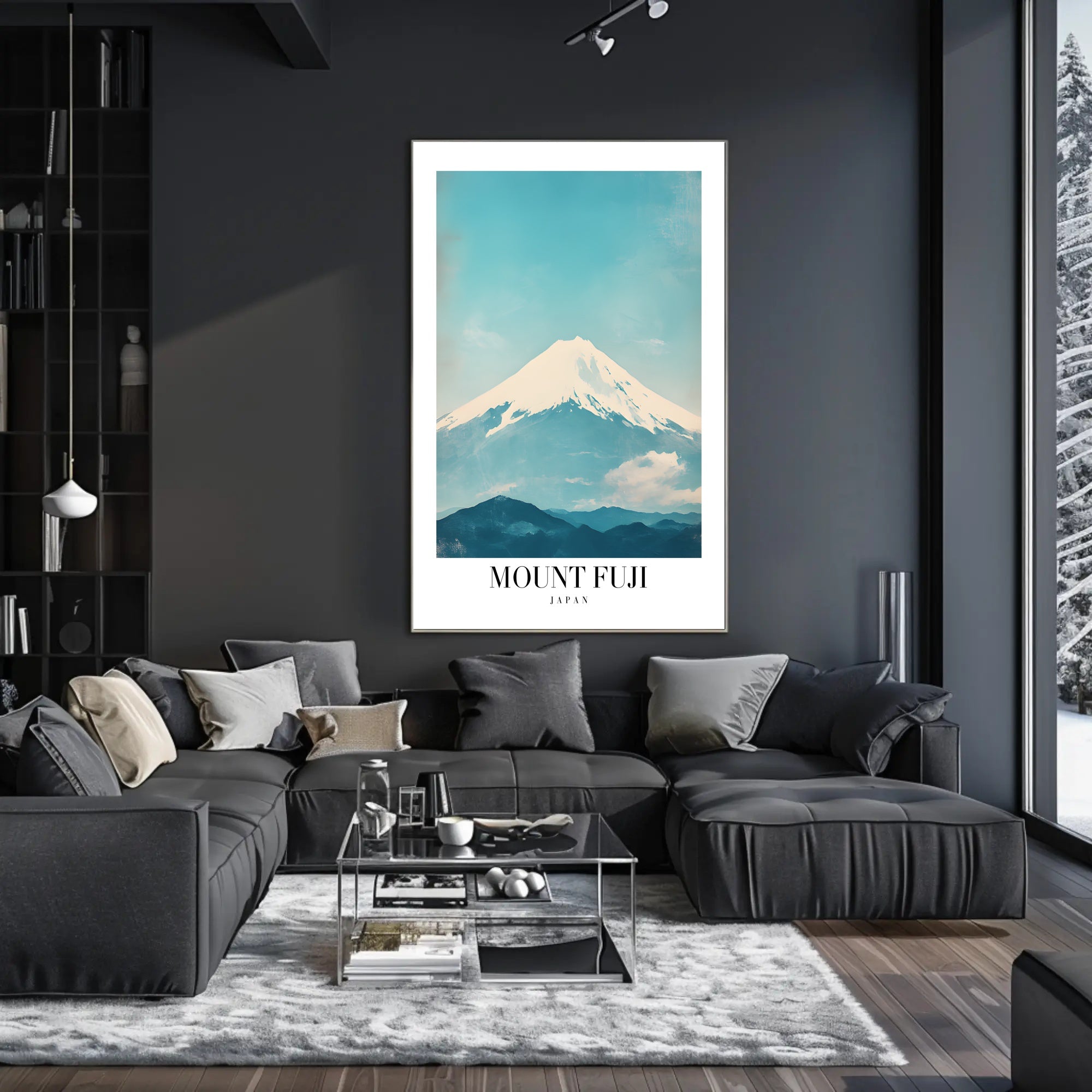 Mount Fuji Serenity in Modern Travel Poster PosterGoat