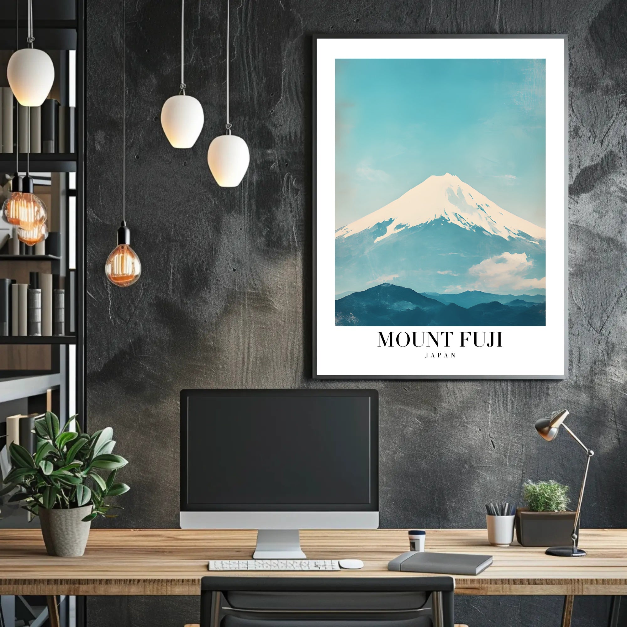 Mount Fuji Serenity in Modern Travel Poster PosterGoat