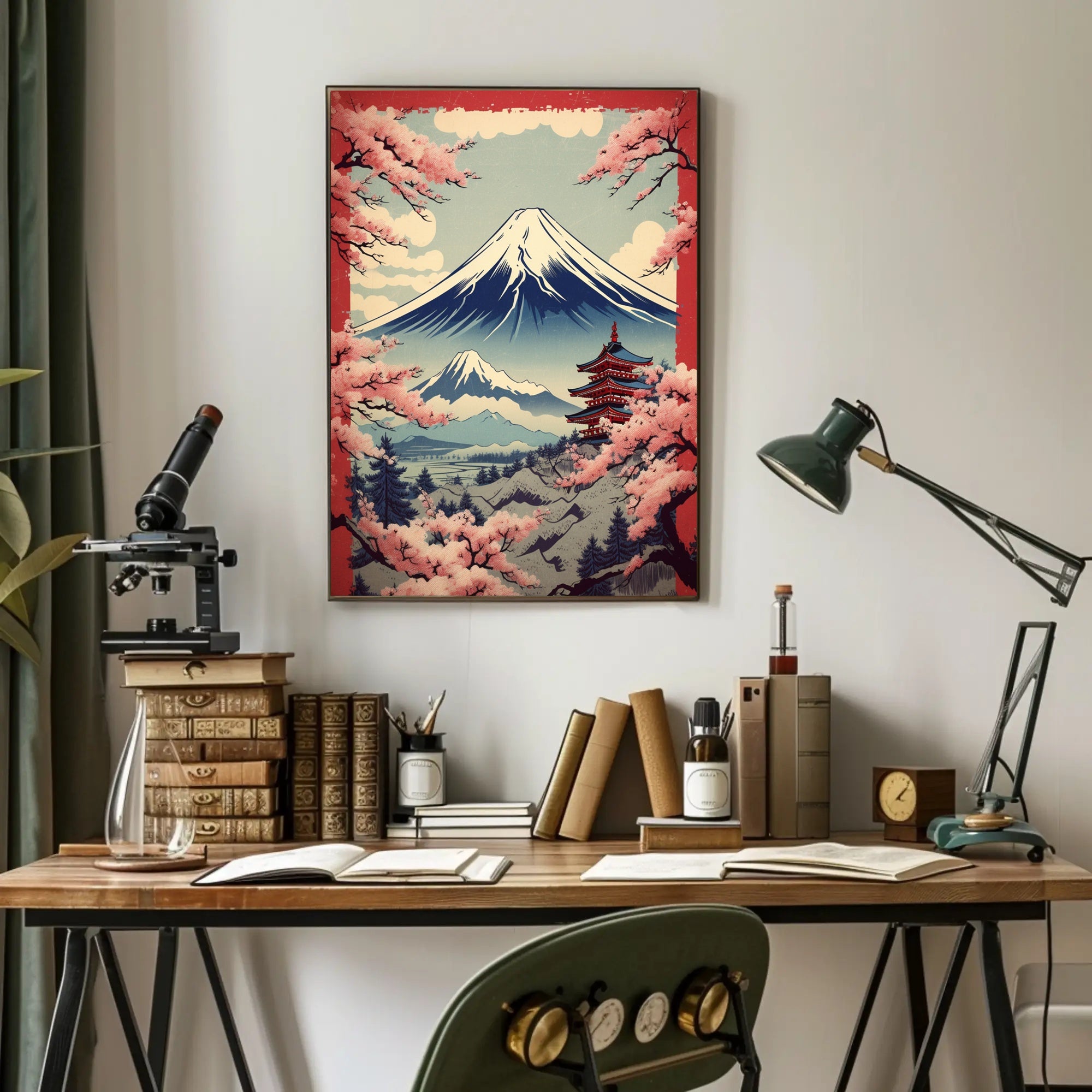 Mount Fuji Springtime Harmony Cultural or Heritage Poster PosterGoat