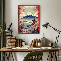Mount Fuji Springtime Harmony Cultural or Heritage Poster PosterGoat