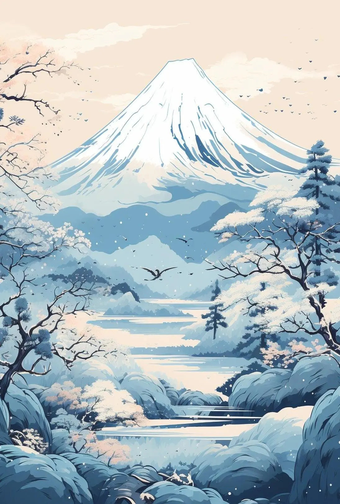 Mount Fuji Tranquility Japanese Landscape Cultural Heritage Poster PosterGoat
