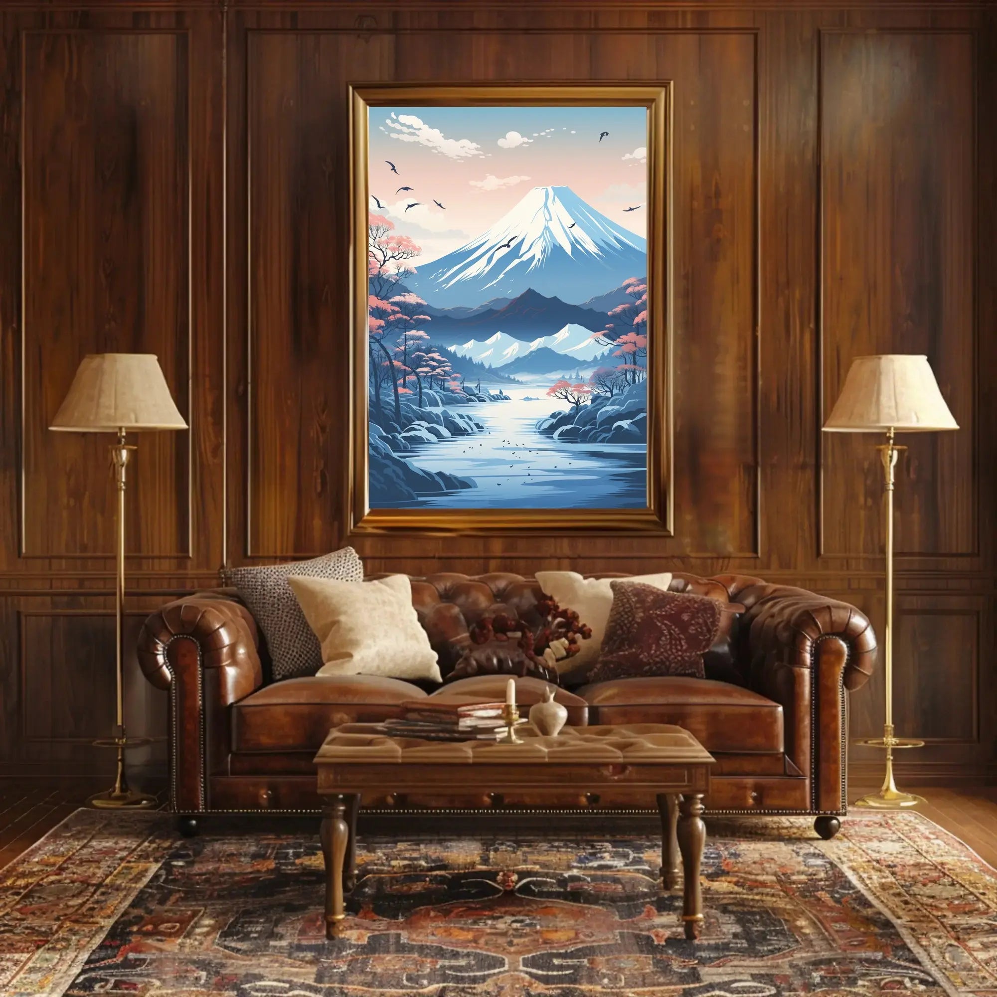 Mount Fuji Tranquility Japanese Landscape Cultural Poster PosterGoat