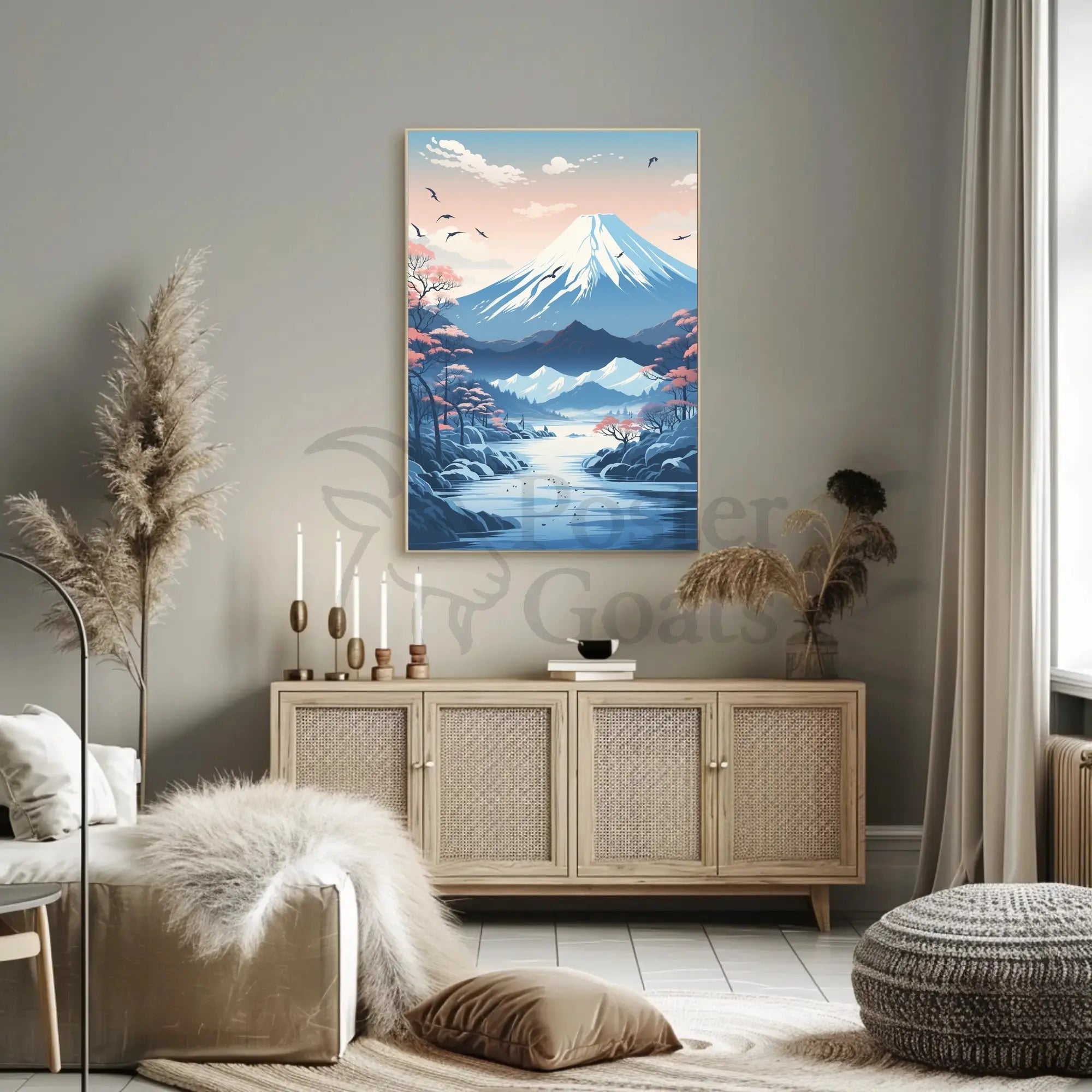 Mount Fuji Tranquility Japanese Landscape Cultural Poster PosterGoat