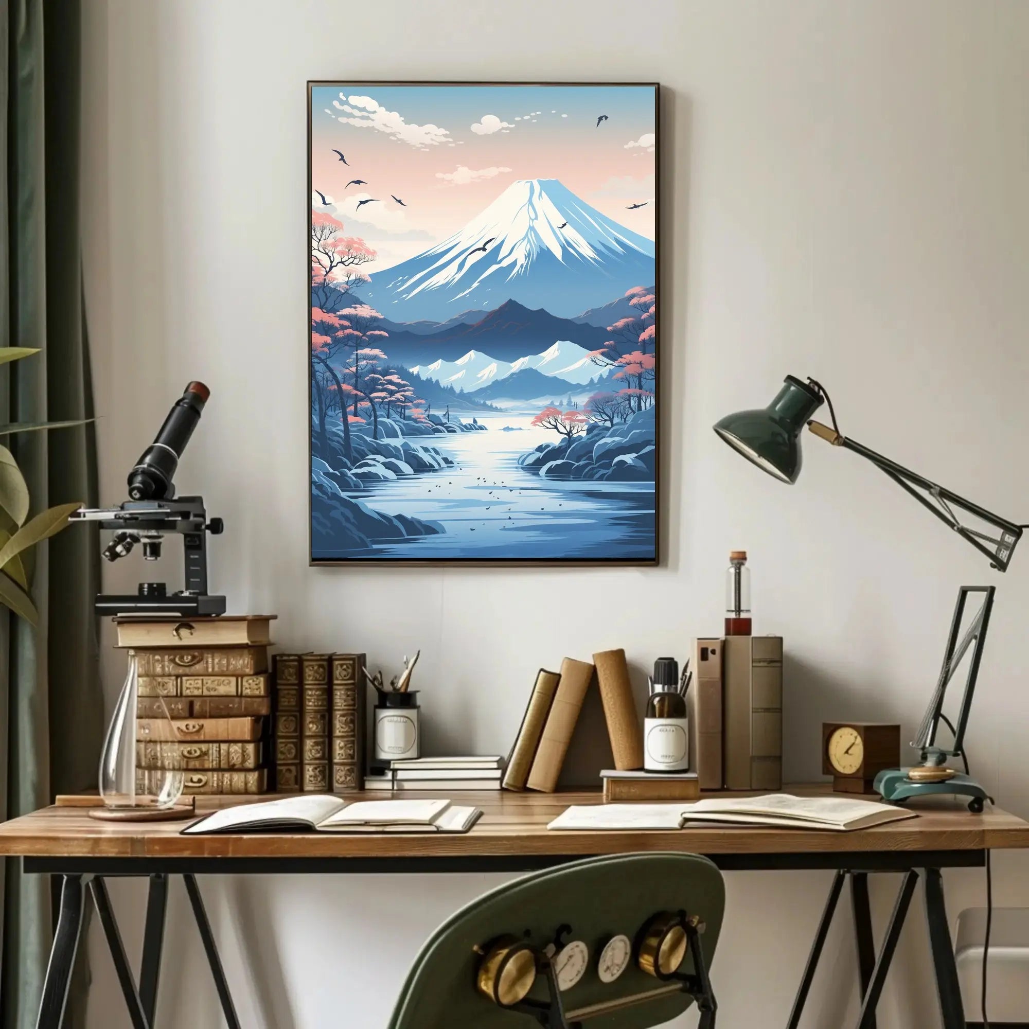 Mount Fuji Tranquility Japanese Landscape Cultural Poster PosterGoat
