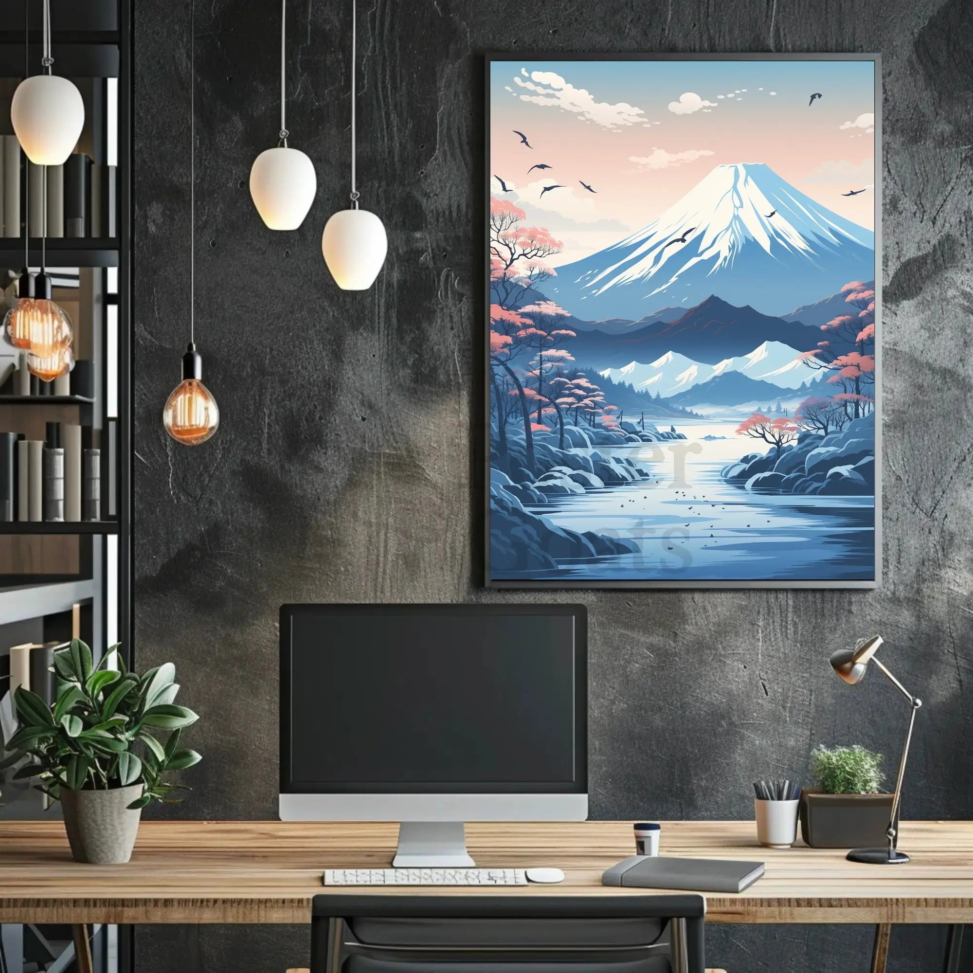 Mount Fuji Tranquility Japanese Landscape Cultural Poster PosterGoat
