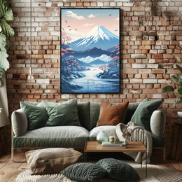 Mount Fuji Tranquility Japanese Landscape Cultural Poster PosterGoat