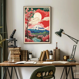Mount Fuji in Bloom: Travel Poster PosterGoat