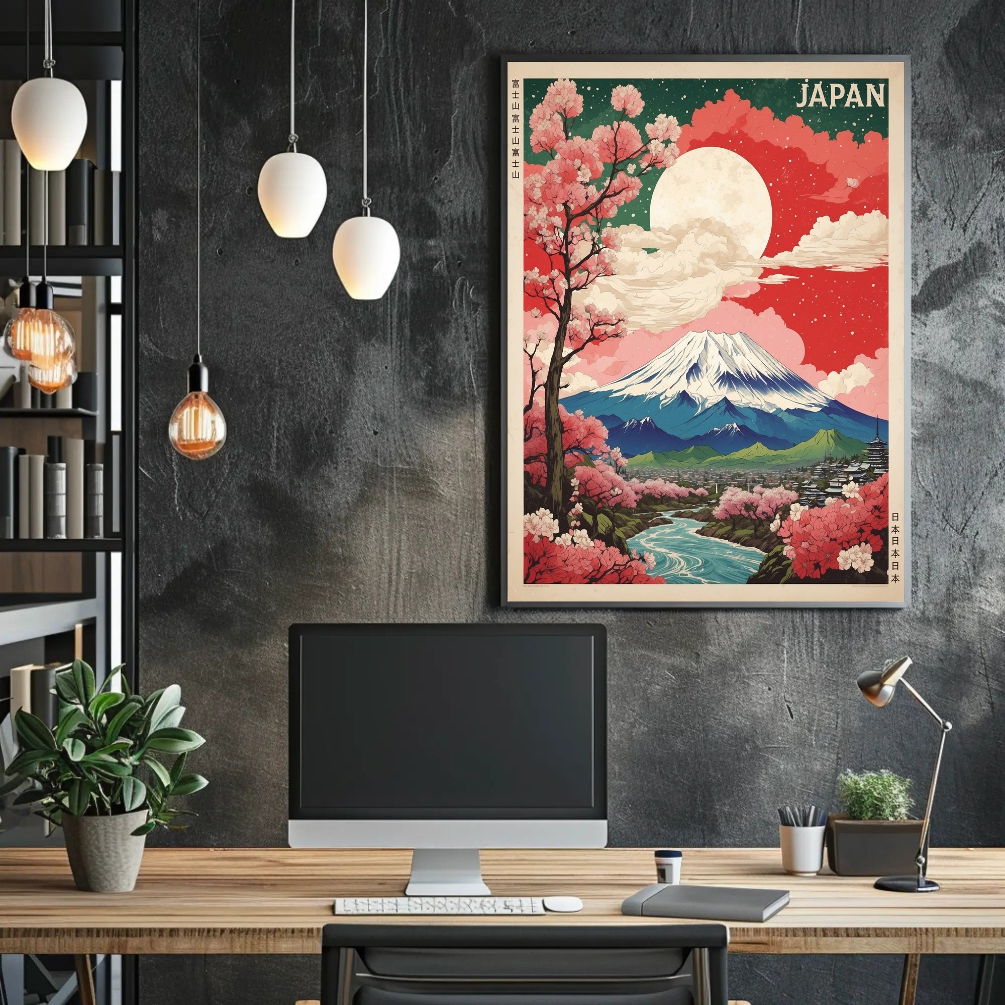 Mount Fuji in Bloom: Travel Poster PosterGoat