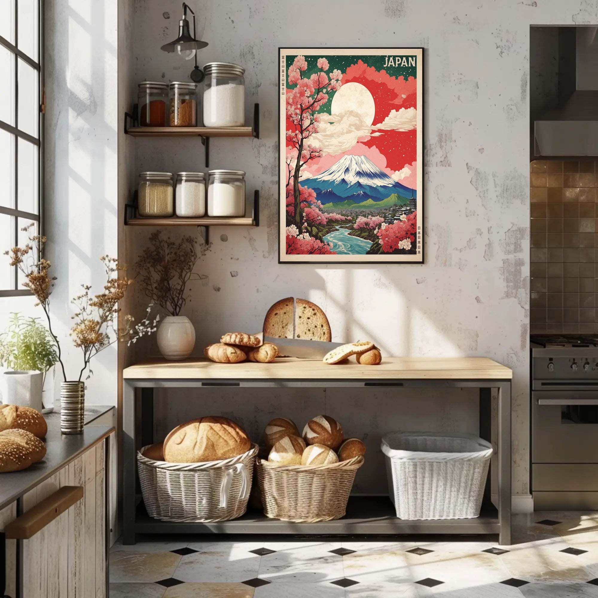 Mount Fuji in Bloom: Travel Poster PosterGoat