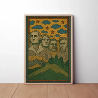 Mount Rushmore Folk Art Heritage Poster PosterGoat
