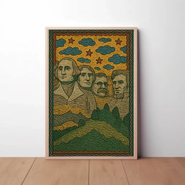 Mount Rushmore Folk Art Heritage Poster PosterGoat