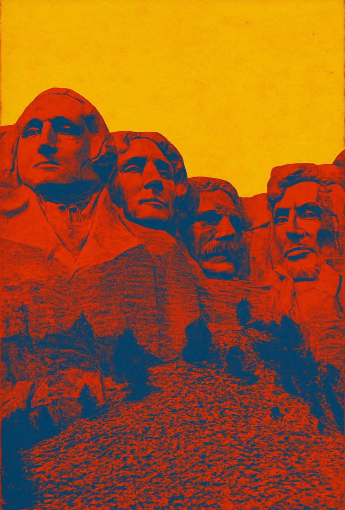 Mount Rushmore Vibrant Pop Art Historical or Presidential Poster PosterGoat