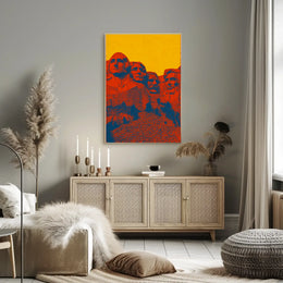 Mount Rushmore Vibrant Pop Art Historical or Presidential Poster PosterGoat