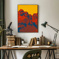 Mount Rushmore Vibrant Pop Art Historical or Presidential Poster PosterGoat