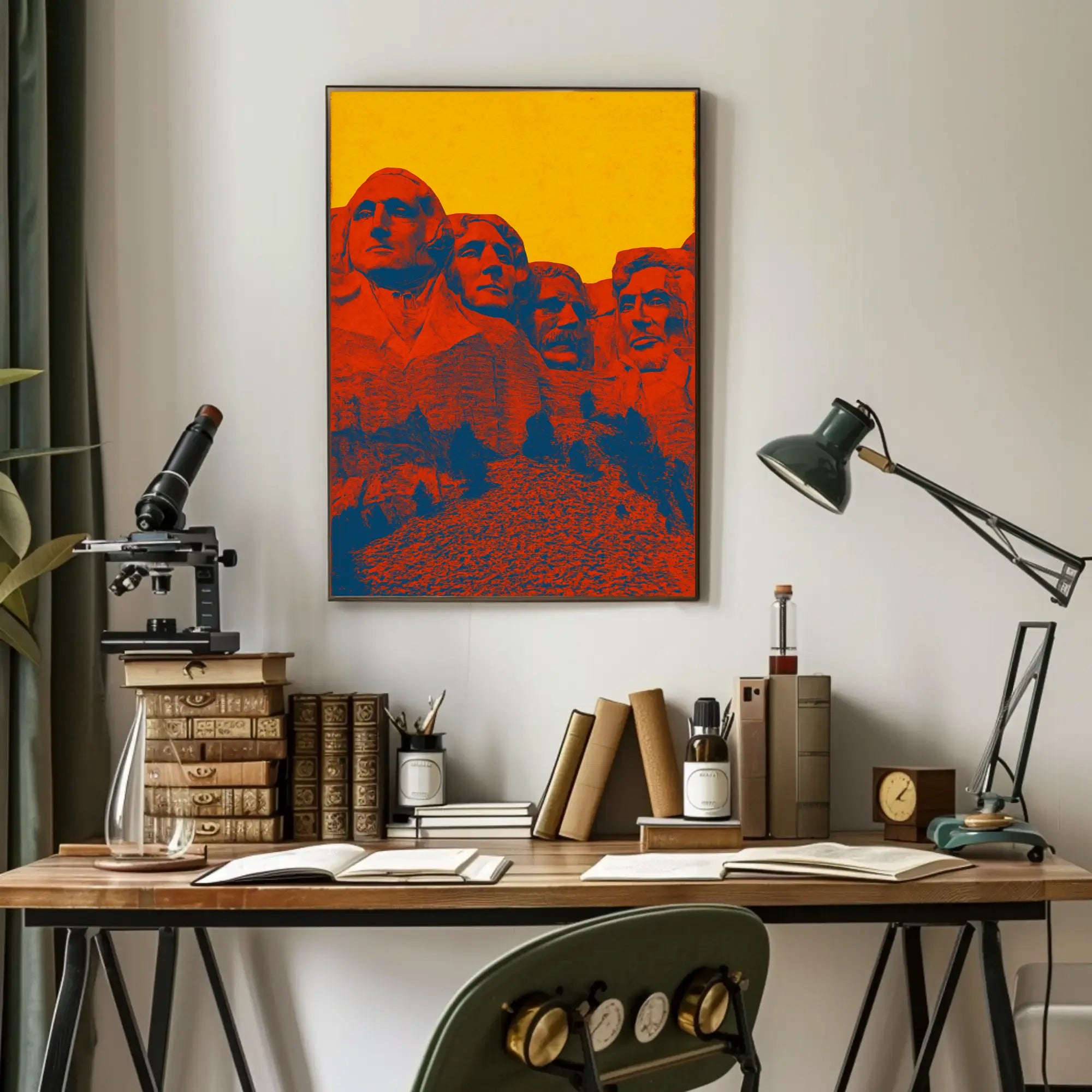 Mount Rushmore Vibrant Pop Art Historical or Presidential Poster PosterGoat