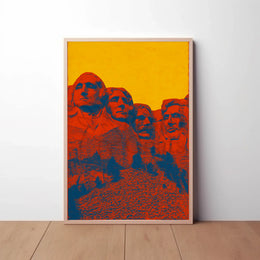 Mount Rushmore Vibrant Pop Art Historical or Presidential Poster PosterGoat