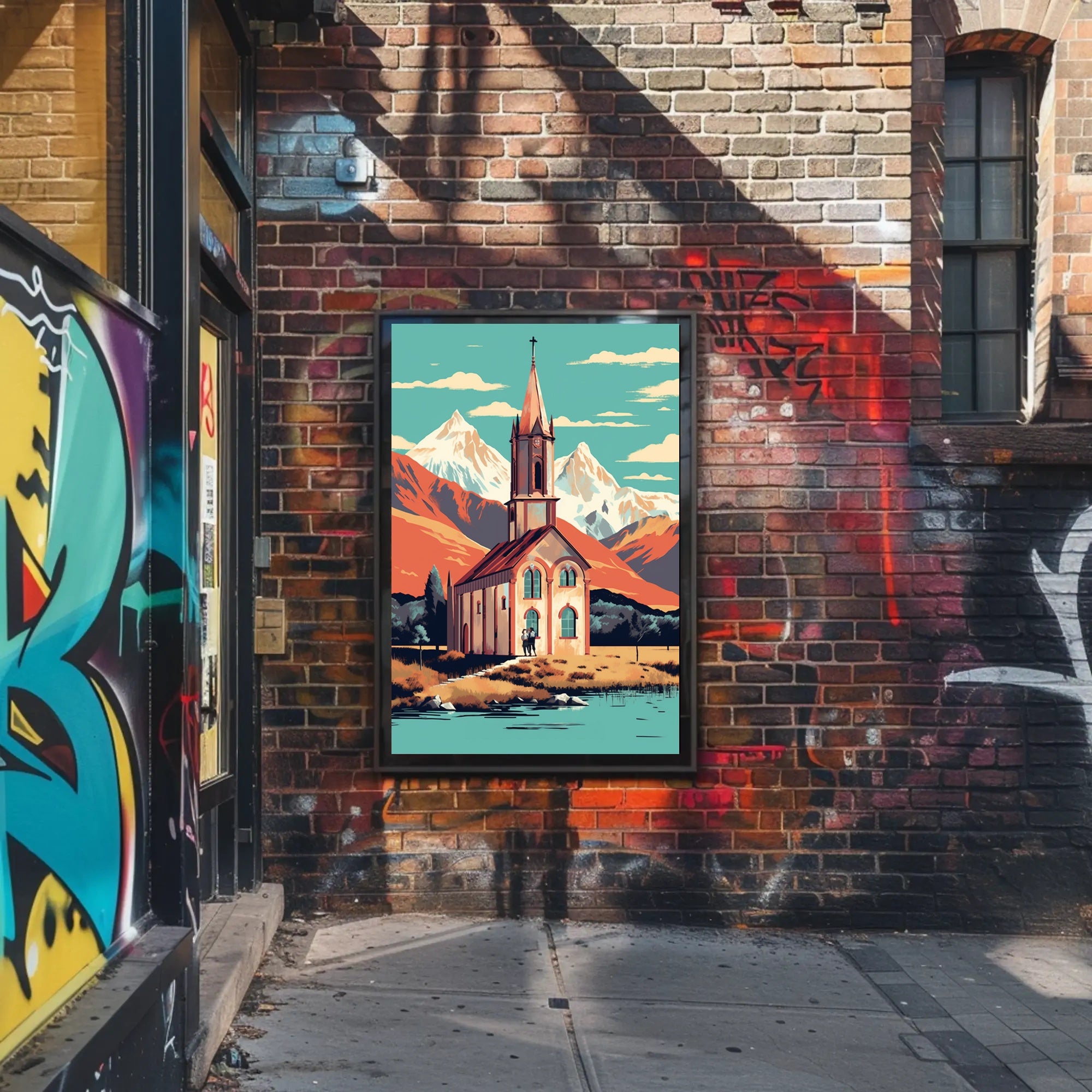 Mountain Church Serenity Travel Poster PosterGoat