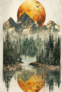 Mountain Reflection: Tranquil Wilderness National Park Poster PosterGoat