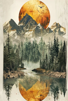 Mountain Reflection: Tranquil Wilderness National Park Poster PosterGoat