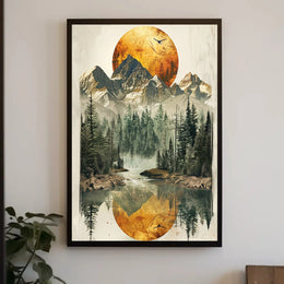 Mountain Reflection: Tranquil Wilderness National Park Poster PosterGoat