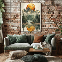 Mountain Reflection: Tranquil Wilderness National Park Poster PosterGoat