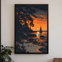 Mountain Serenity Sunset Landscape Wall Art Poster PosterGoat