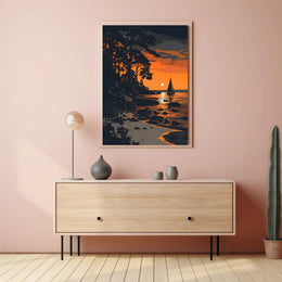 Mountain Serenity Sunset Landscape Wall Art Poster PosterGoat