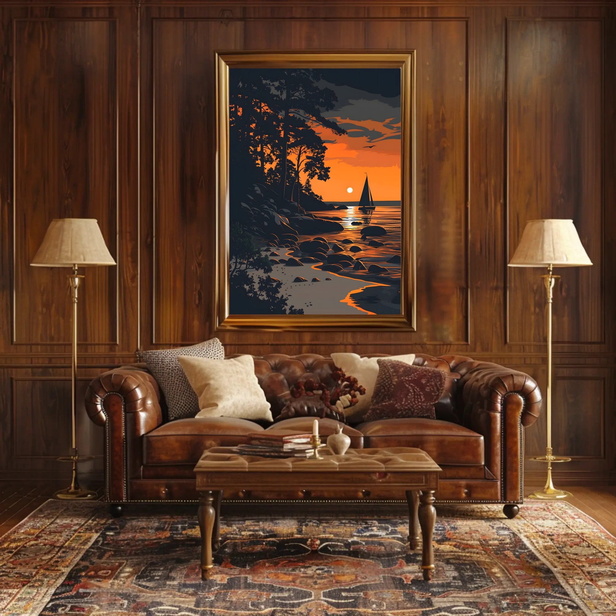 Mountain Serenity Sunset Landscape Wall Art Poster PosterGoat