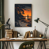Mountain Serenity Sunset Landscape Wall Art Poster PosterGoat