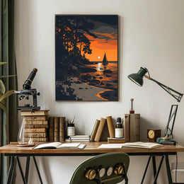 Mountain Serenity Sunset Landscape Wall Art Poster PosterGoat