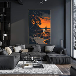 Mountain Serenity Sunset Landscape Wall Art Poster PosterGoat