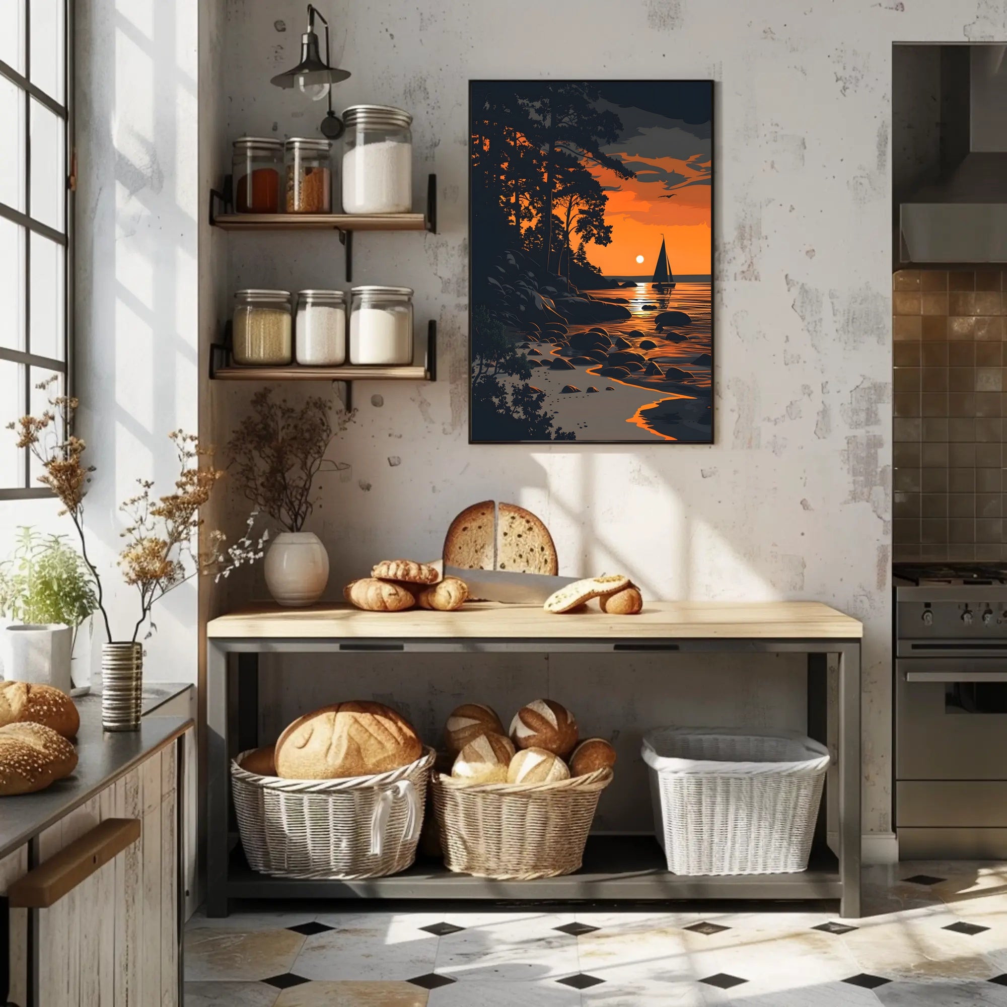 Mountain Serenity Sunset Landscape Wall Art Poster PosterGoat