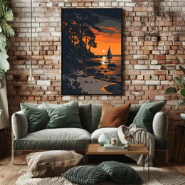 Mountain Serenity Sunset Landscape Wall Art Poster PosterGoat