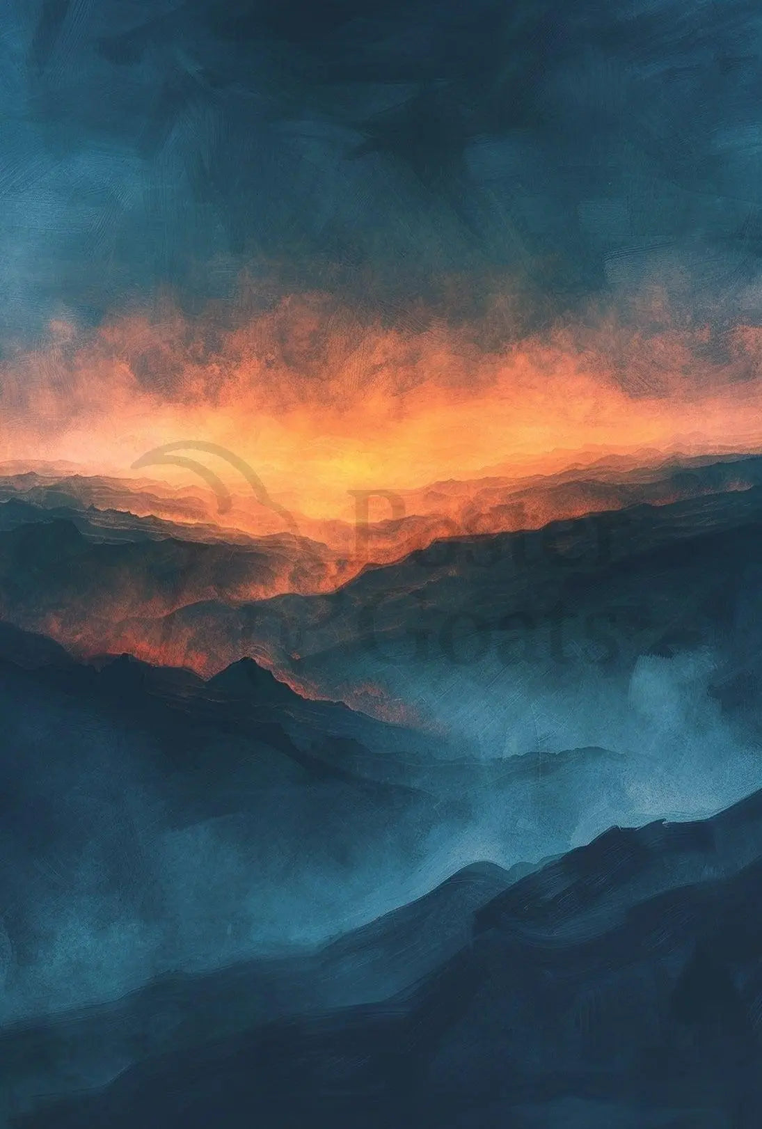 Mountain Sunrise Landscape: Abstract, Artistic, or Pop Culture Poster PosterGoat