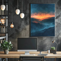 Mountain Sunrise Landscape: Abstract, Artistic, or Pop Culture Poster PosterGoat
