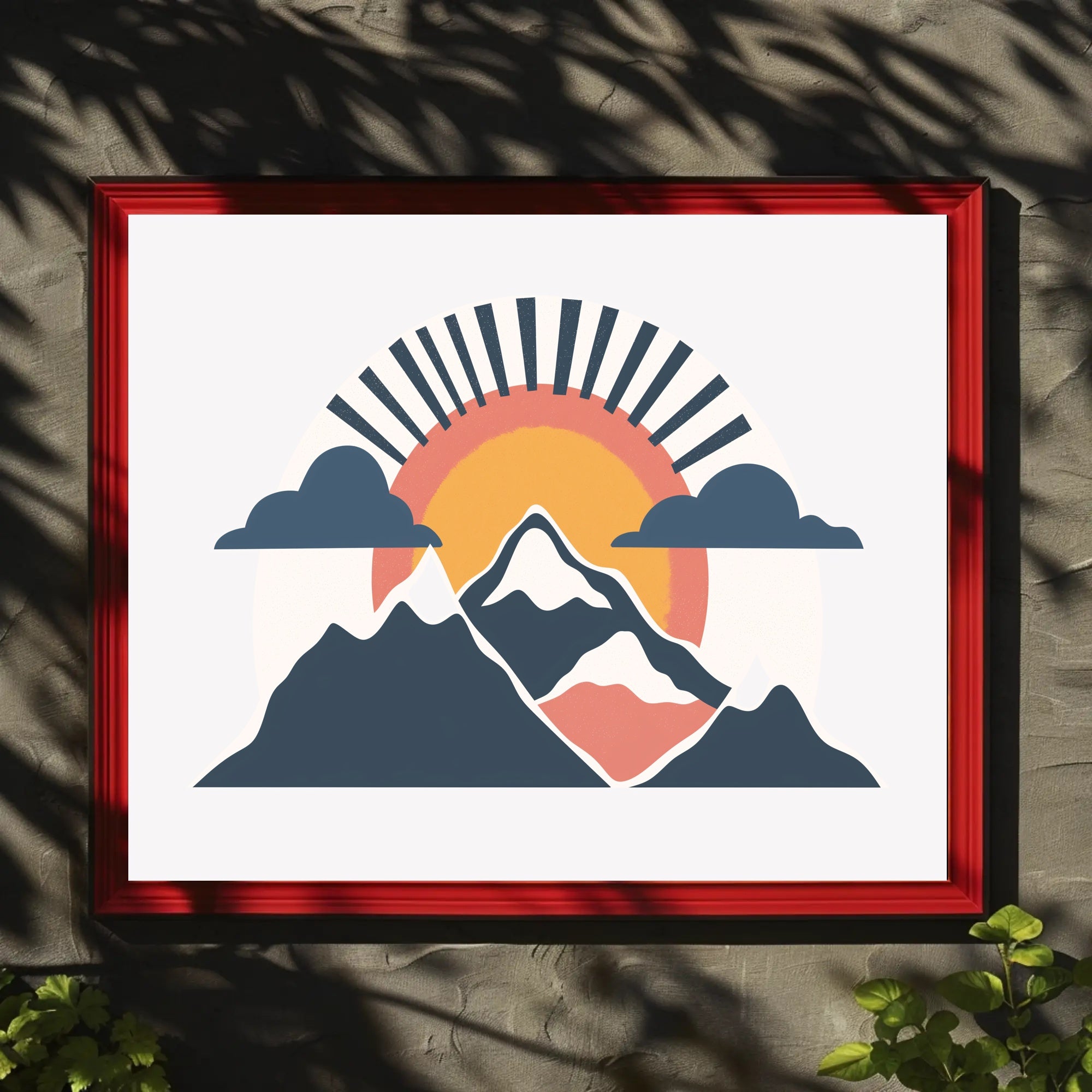 Mountain Sunrise Minimalistic Modern Art Poster PosterGoat