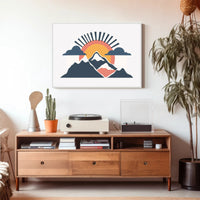 Mountain Sunrise Minimalistic Modern Art Poster PosterGoat