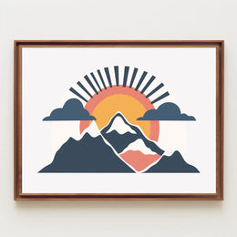 Mountain Sunrise Minimalistic Modern Art Poster PosterGoat