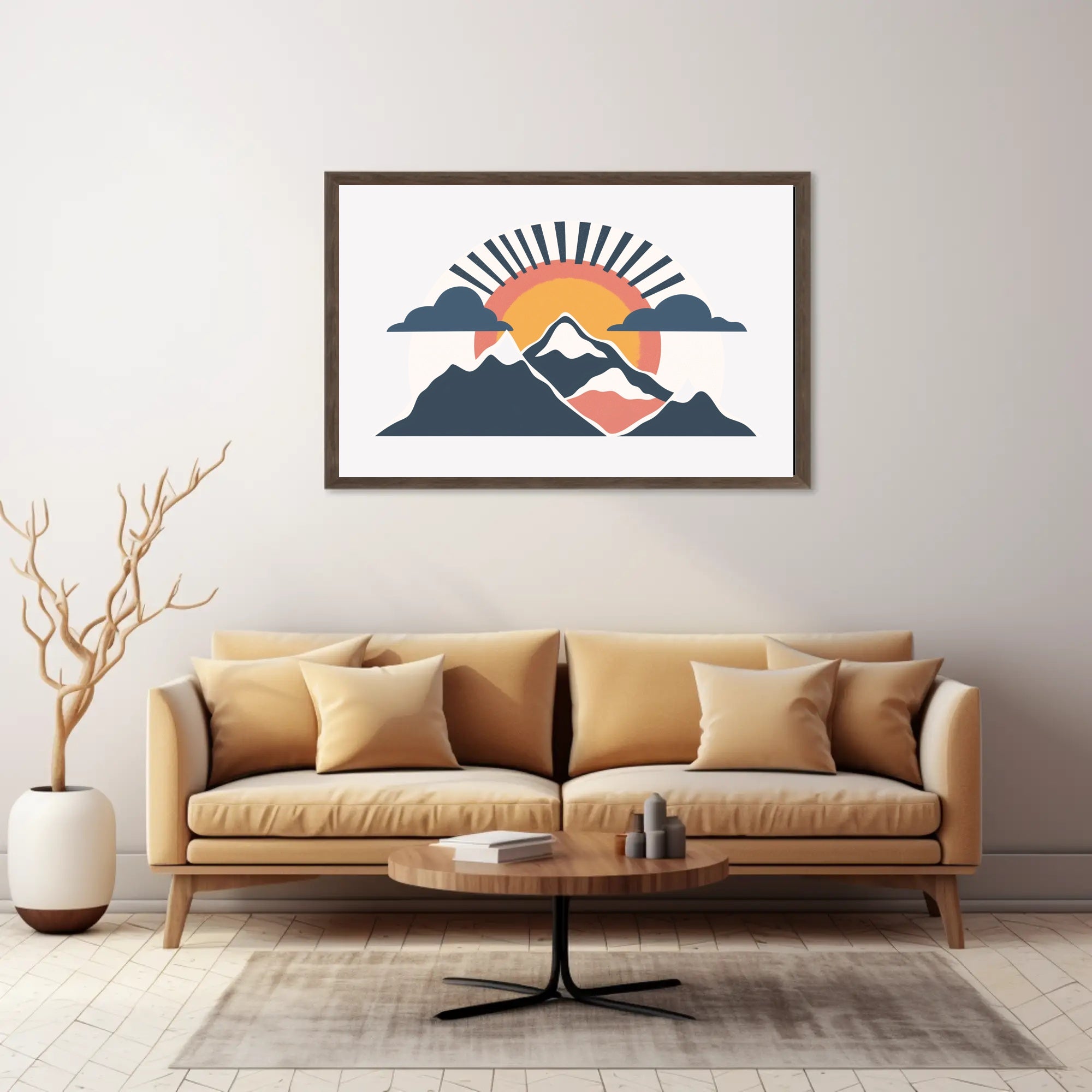Mountain Sunrise Minimalistic Modern Art Poster PosterGoat