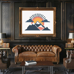 Mountain Sunrise Minimalistic Modern Art Poster PosterGoat