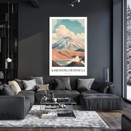 Mountainous Kamchatka Volcano Travel Poster PosterGoat
