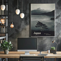 Mt. Fuji and Lake Motosu Travel Poster PosterGoat