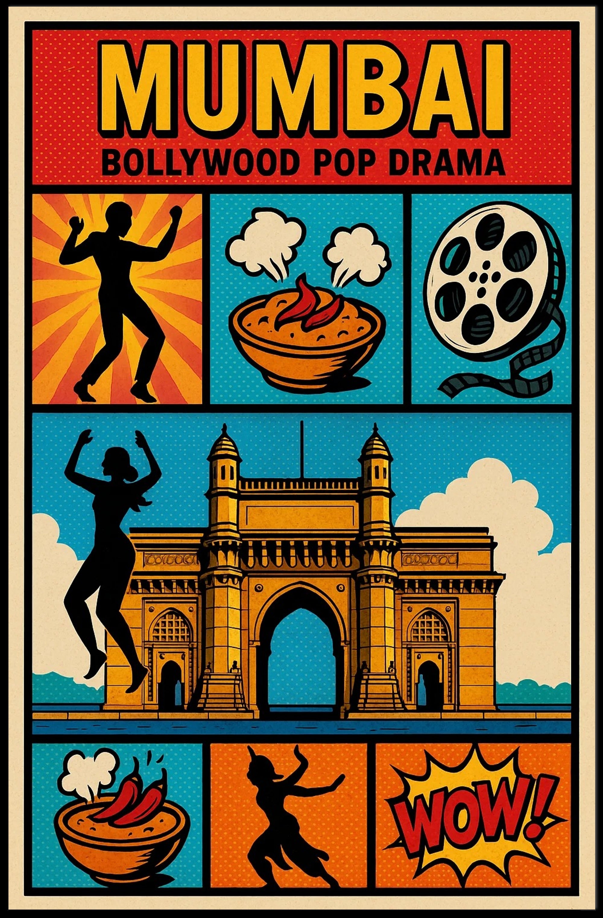 Mumbai Bollywood Pop Drama Art in Pop Culture Poster PosterGoat