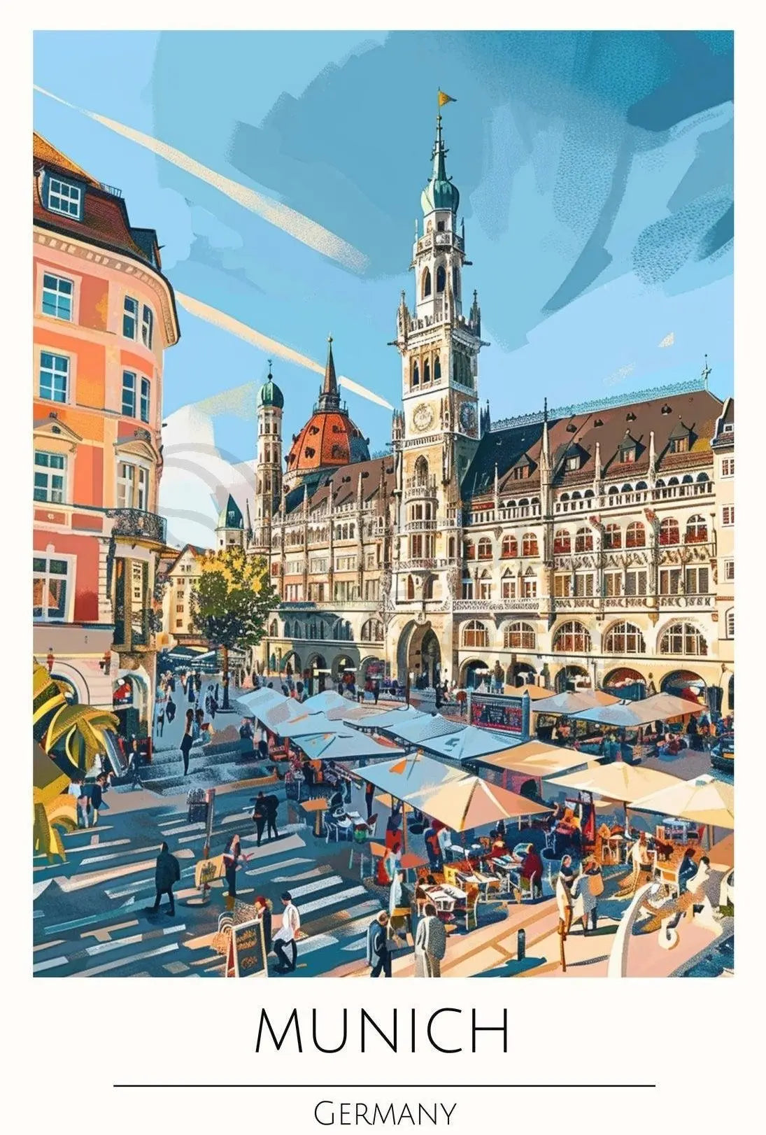 Munich Gothic Revival Travel Poster PosterGoat