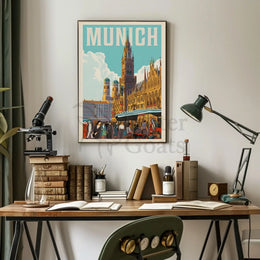 Munich Vintage Travel Scene Artistic Poster PosterGoat
