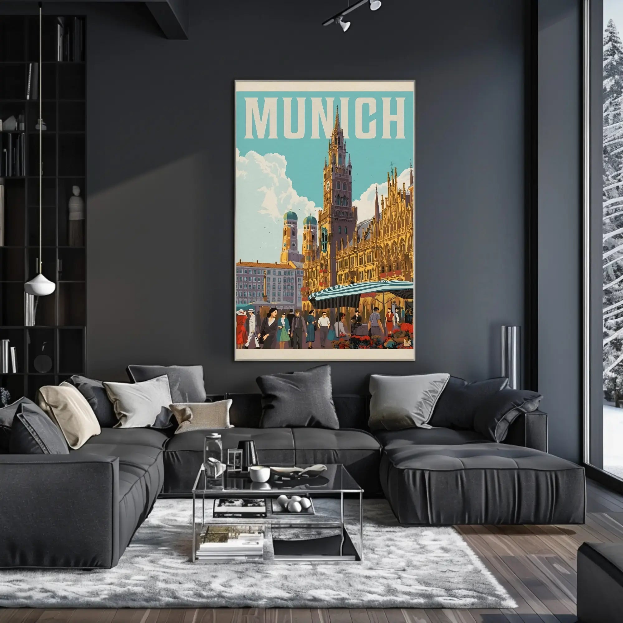 Munich Vintage Travel Scene Artistic Poster PosterGoat
