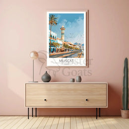 Muscat's Vibrant Street Scene Architectural Poster PosterGoat